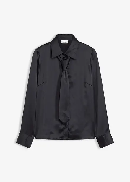 Satijnen blouse met een afneembare strik (2-dlg.)