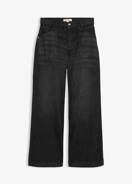 Wide leg jeans mid waist met opgestikte zakken