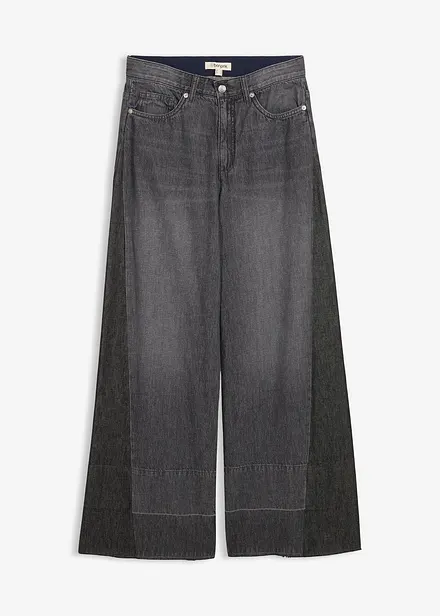 Wide leg jeans high waist met inzetstuk