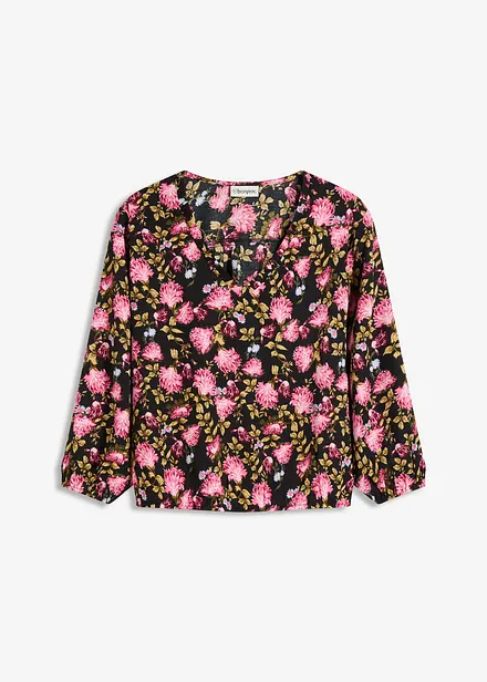 Chiffon blouse met bloemenprint en ruches aan de zoom