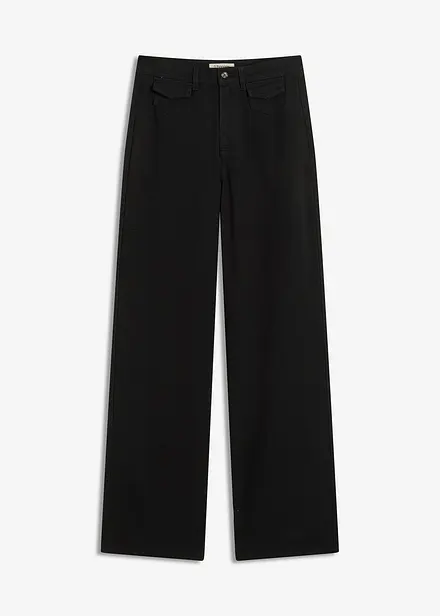 High waist twill broek met opgestikte zakken
