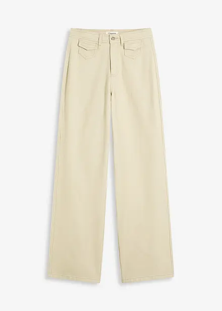 High waist twill broek met opgestikte zakken