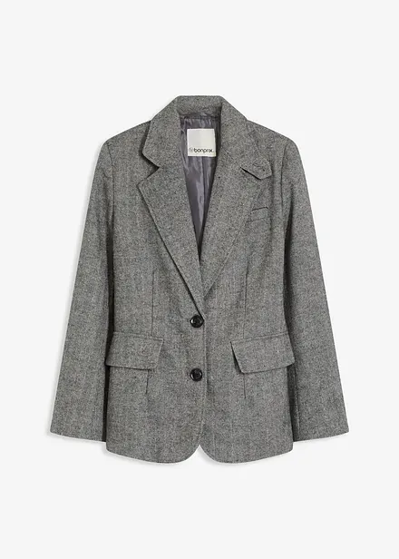 Blazer met  visgraatpatroon en wol