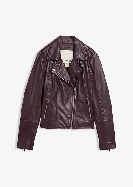Leren biker jas van lamsnappa
