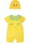 Baby jumpsuit met korte mouwen en muts (2-dlg. set) biologisch katoen, bpc bonprix collection