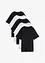 Wijd longshirt met V-hals (set van 5), korte mouw, bonprix