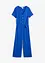 Jersey jumpsuit met V-hals, korte mouw, bonprix