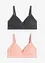 Bralette zonder beugels met gevulde cups en biologisch katoen (set van 2), bonprix