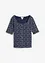 Geribd shirt met bloemenprint, halflange mouw, bonprix