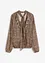 Mesh shirt met volant en strikhals, bonprix