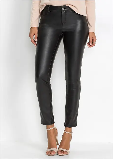 Imitatieleren broek, cropped, bonprix