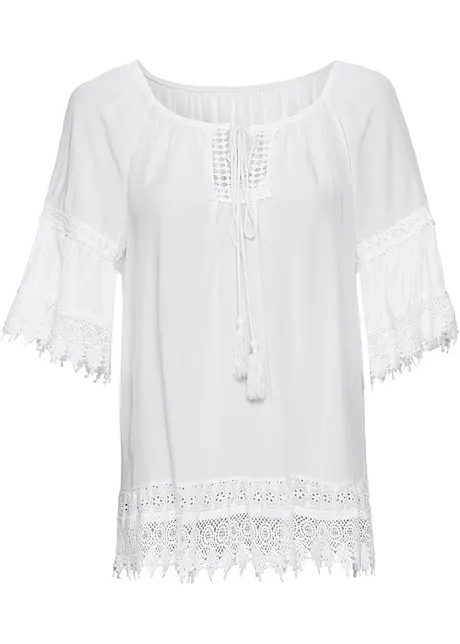 Tuniek met kant van zachte viscose, bonprix