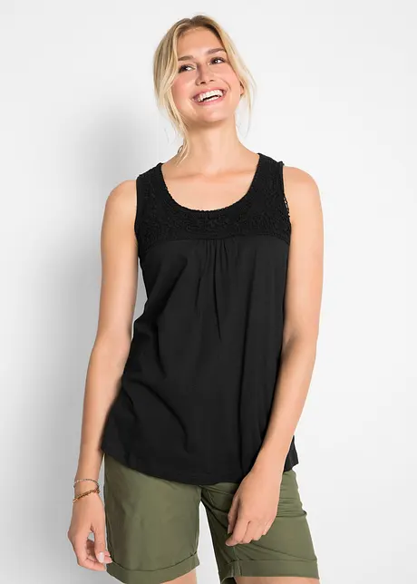 Katoenen longtop met kant, bonprix