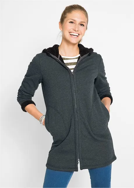 Sweatvest met capuchon en teddy, bonprix