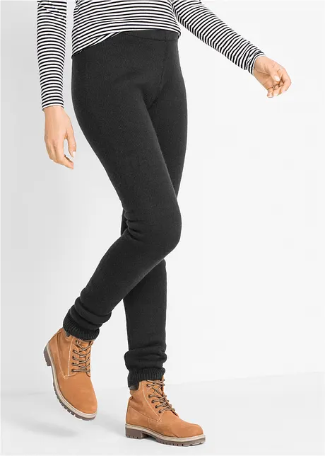 Geribde thermo legging met geribde band, bonprix