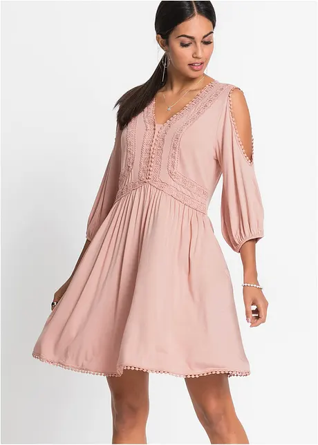 Jersey jurk met cut-outs en kant, BODYFLIRT