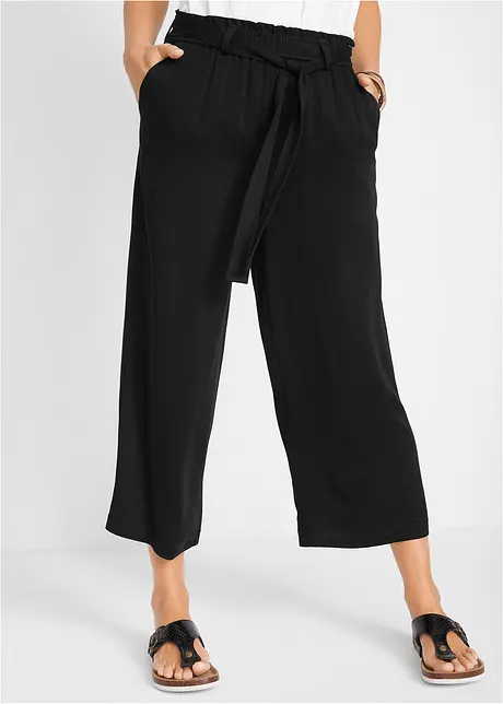 Viscose culotte met strikceintuur, bonprix