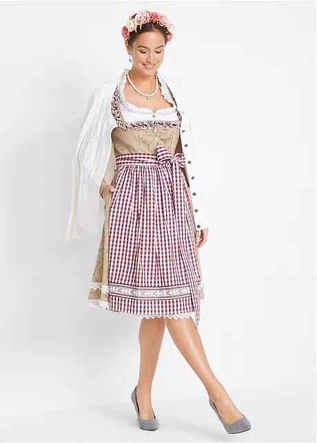 Dirndl met schort, knielang (2-dlg. set), bonprix