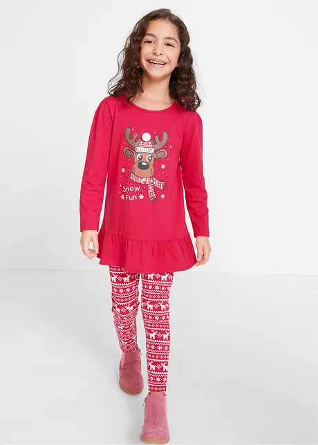 Meisjes kerstshirt en legging (2-dlg. set), bonprix