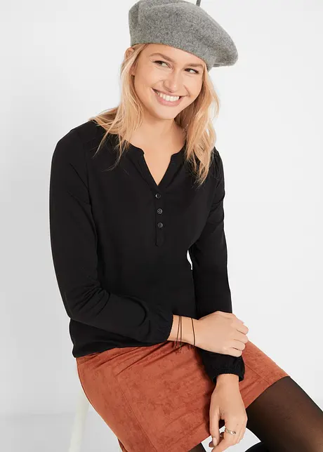 Henley shirt van katoen met lange mouwen, bpc bonprix collection