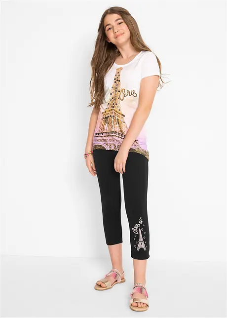 Meisjes shirt en 3/4 legging (2-dlg. set) met biologisch katoen, bonprix