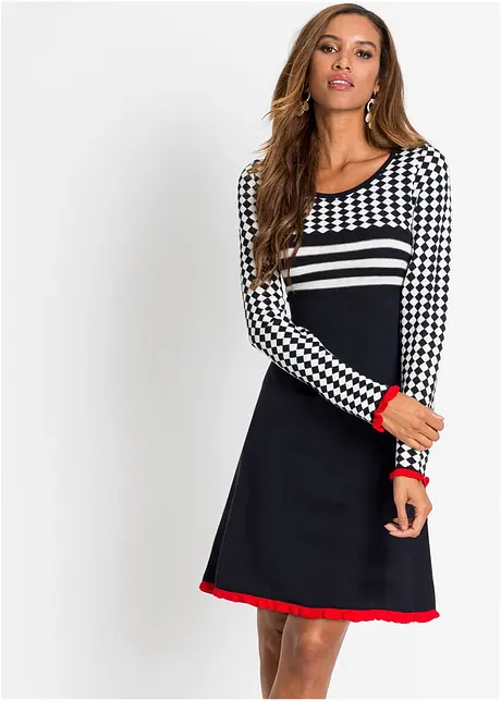 Gebreide jurk met ruches, BODYFLIRT boutique