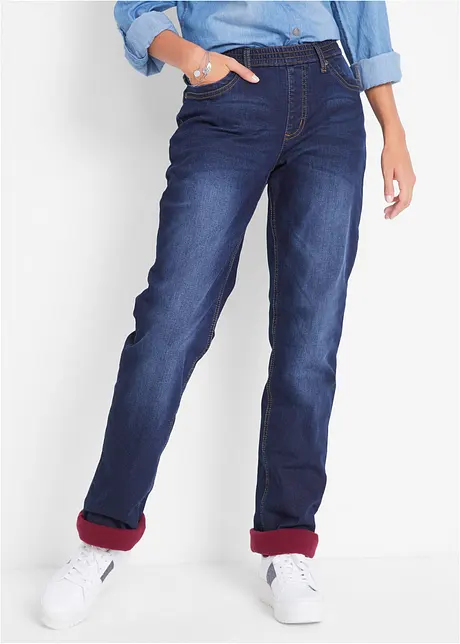 Thermojeans met mid waist, straight, bonprix