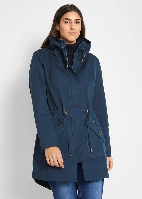 Korte, katoenen parka met opstaande kraag, getailleerd, bonprix