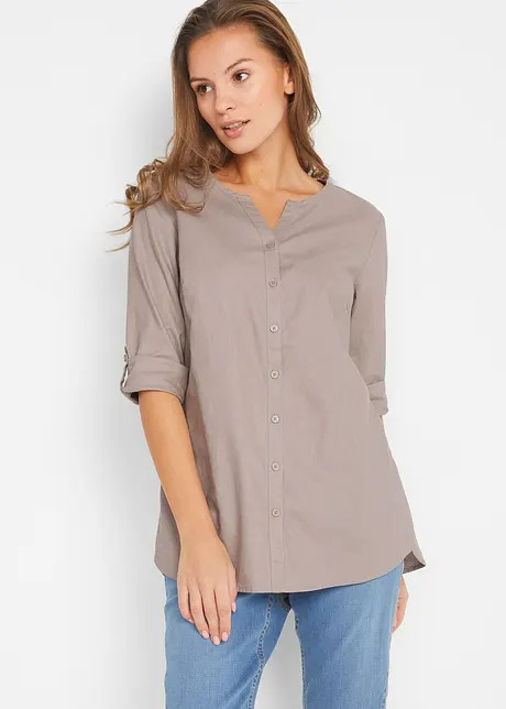 Blouse met linnen, 3/4 mouw, bonprix