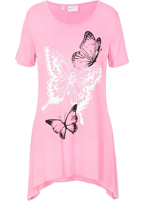 Longshirt met puntige onderrand en vlinders, bonprix