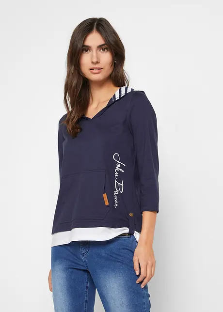 Hoodie van katoen met 3/4 mouw, bonprix