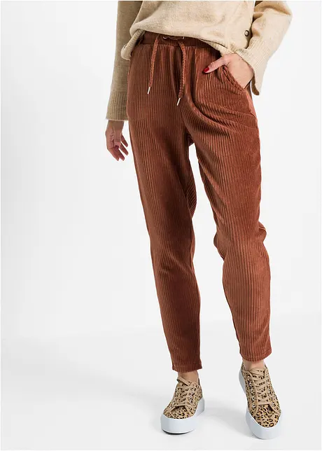 Broek in corduroy look met elastische band, bonprix