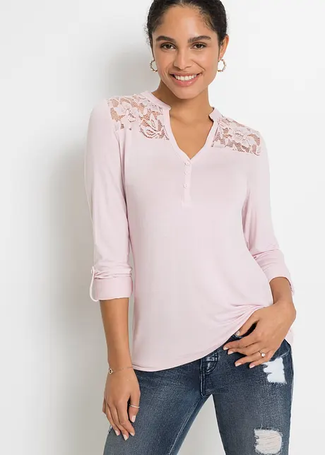 Henley shirt met kant, BODYFLIRT