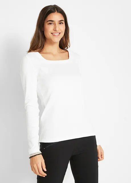 Longsleeve met carréhals (set van 2), bonprix