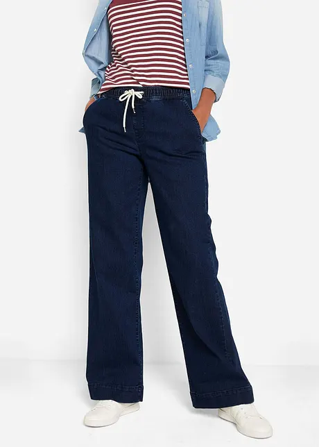 Mid waist stretch jeans, wide leg, bonprix