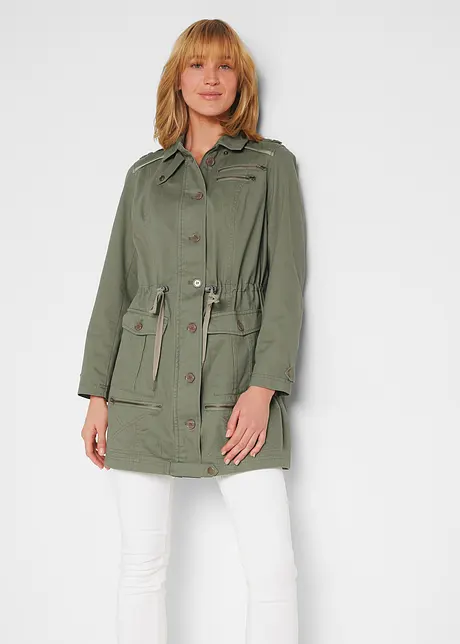 Katoenen parka in utility stijl, halflang, bonprix