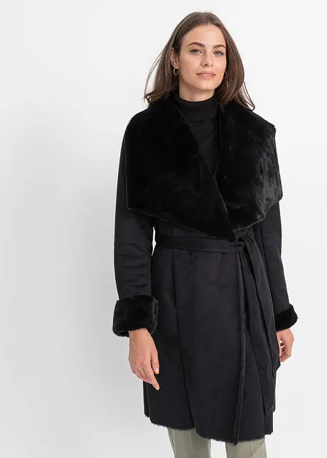 Lange imitatie lammy coat, bonprix