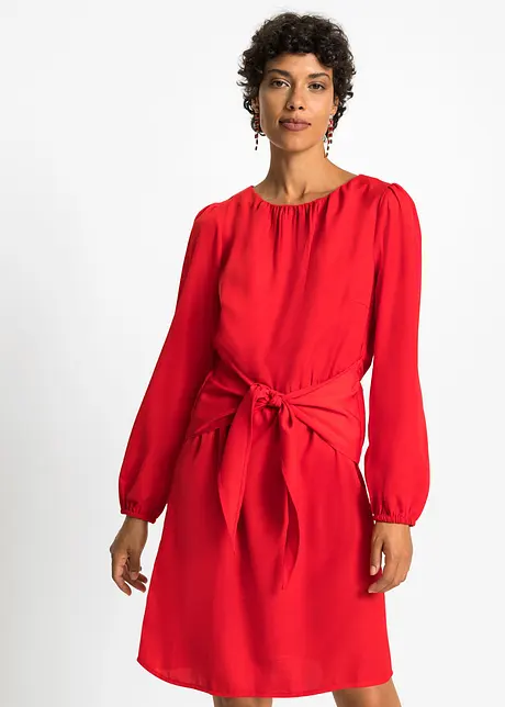 Satijnen jurk met knoopdetail, BODYFLIRT