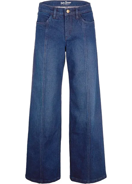 Wide leg stretch jeans, mid waist, John Baner JEANSWEAR
