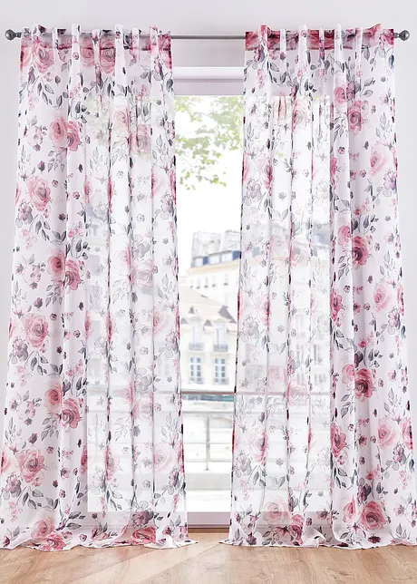 Transparant gordijn met bloemenprint (1 stuk), bonprix