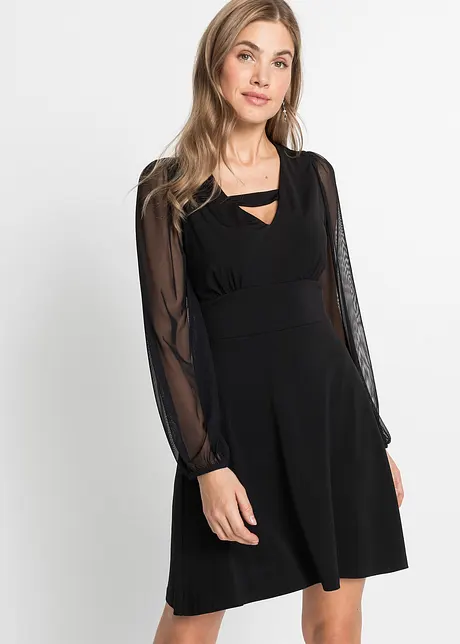 Jersey jurk met mesh mouwen, BODYFLIRT boutique