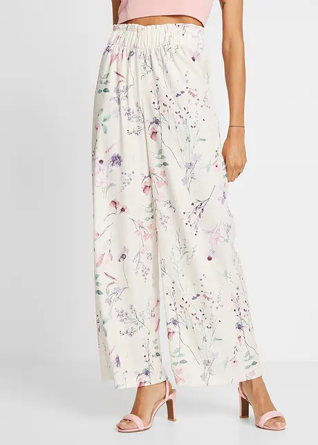 Jersey broek met bloemenprint, bonprix