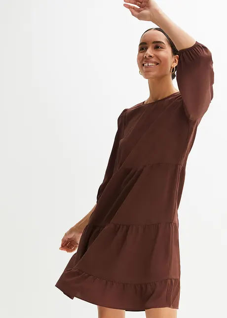Crêpe jurk met volants, BODYFLIRT