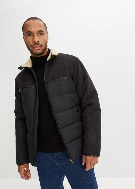 Winterjas in materiaalmix met gerecycled polyester, John Baner JEANSWEAR