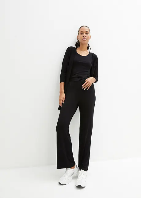 Loungewear top, 3/4 vest en broek (3-dlg. set) met viscose, bonprix