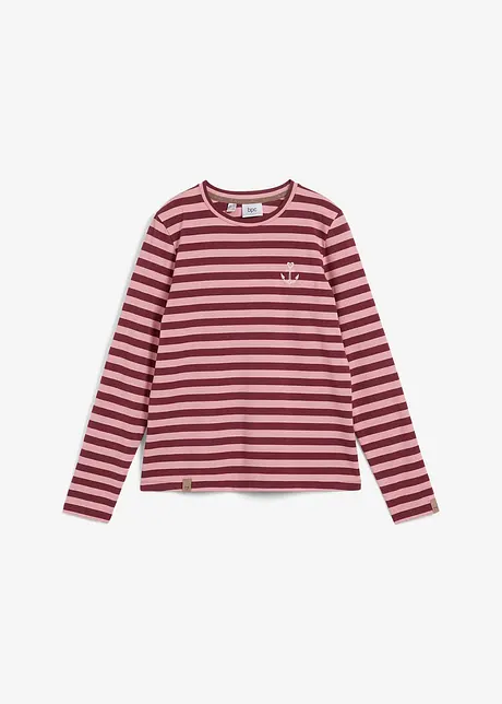 Gestreepte longsleeve met borduursel, bonprix