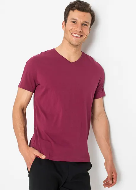 T-shirt met V-hals (set van 3), bonprix