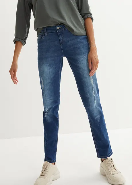 Stretch boyfriend jeans, mid waist, bonprix