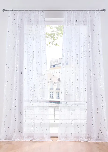 Transparant gordijn met glanzende print (1 stuk), bonprix
