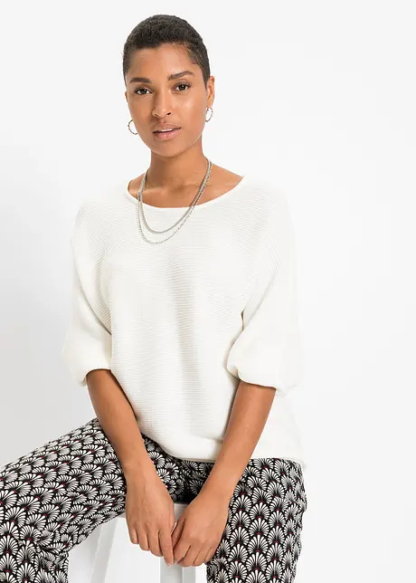 Geribde oversized trui in een viscosemix, bonprix